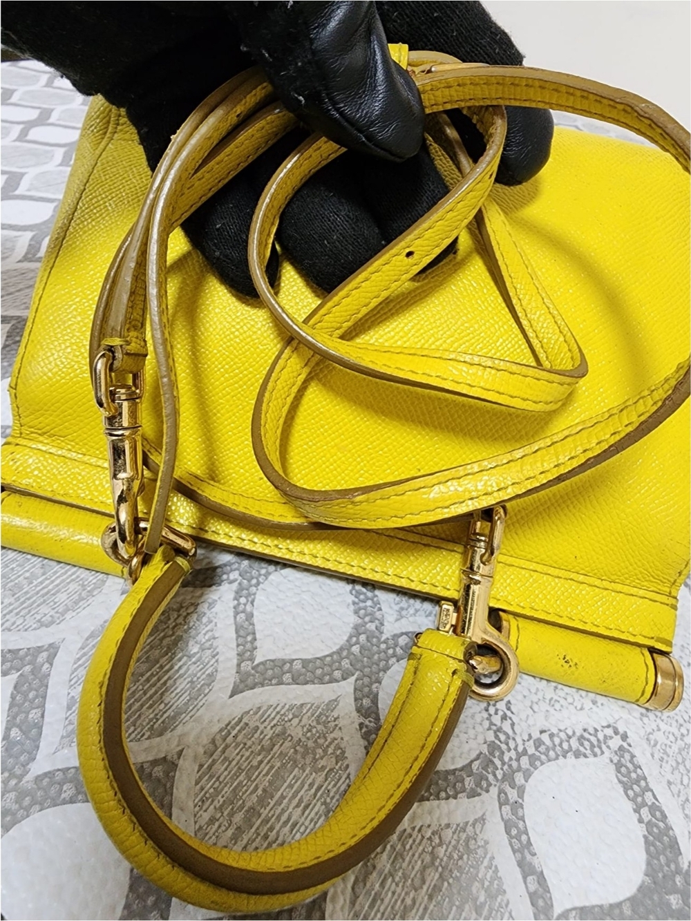 DOLCE & GABBANA Dauphine Small Miss Sicily Satchel Bag Yellow - Picture 11 of 16